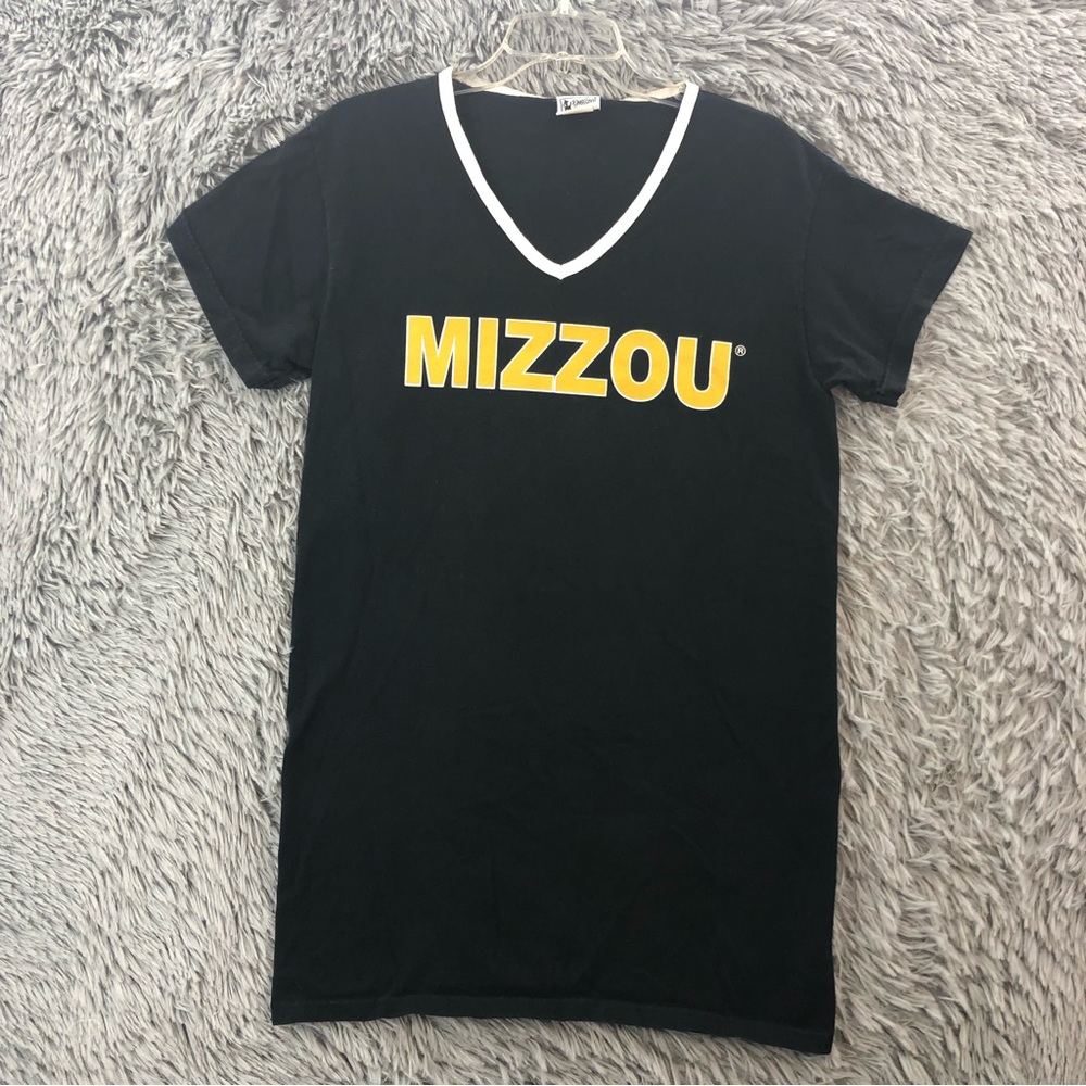 Mizzou Tigers Sleep Shirt Womens Small Medium Vneck Spellout with Carrying Bag